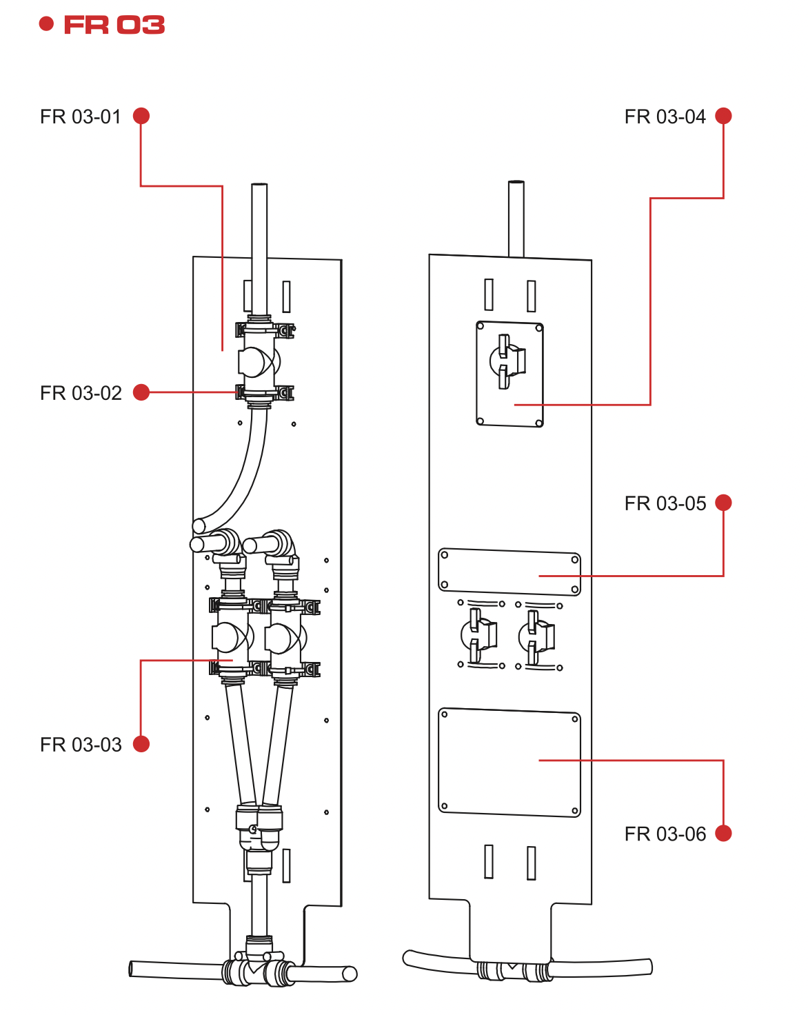 FR03-02 FLOW RED VALVE ON BACK PANEL (12mm)