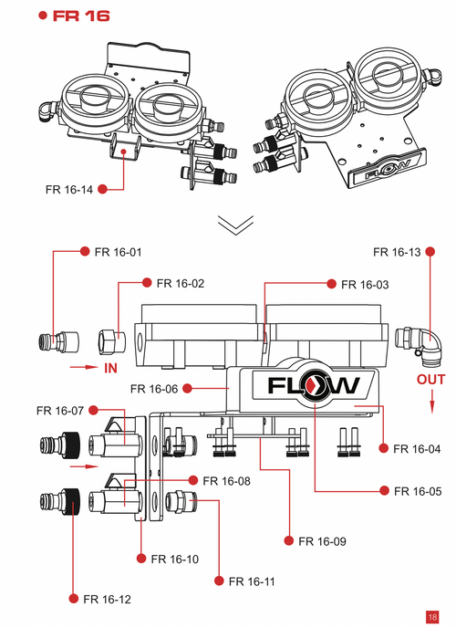 FR16-13 FLOW RED RO CAP FEMALE THREADED ELBOW