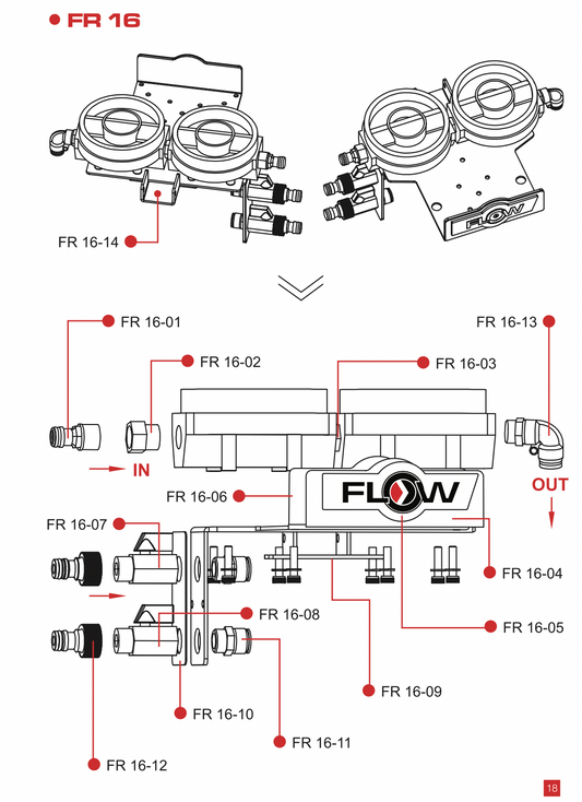FR16-13 FLOW RED RO CAP FEMALE THREADED ELBOW