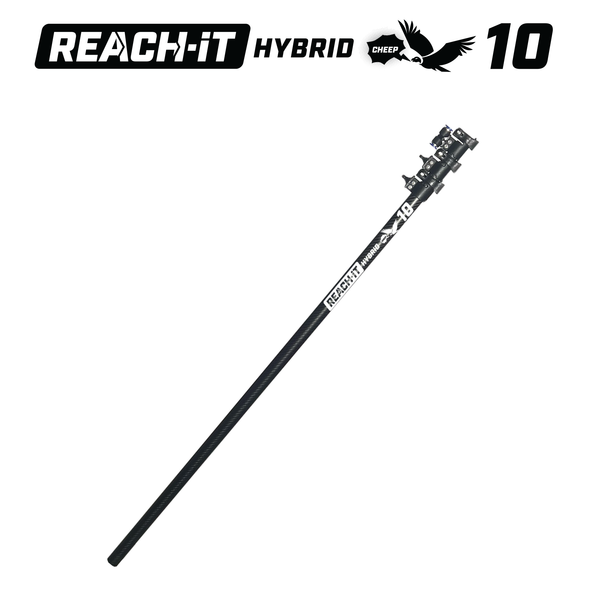 REACH-iT CHEEP 10ft hybrid water-fed window cleaning pole; lightweight carbon fiber/fiberglass blend for affordable reach.