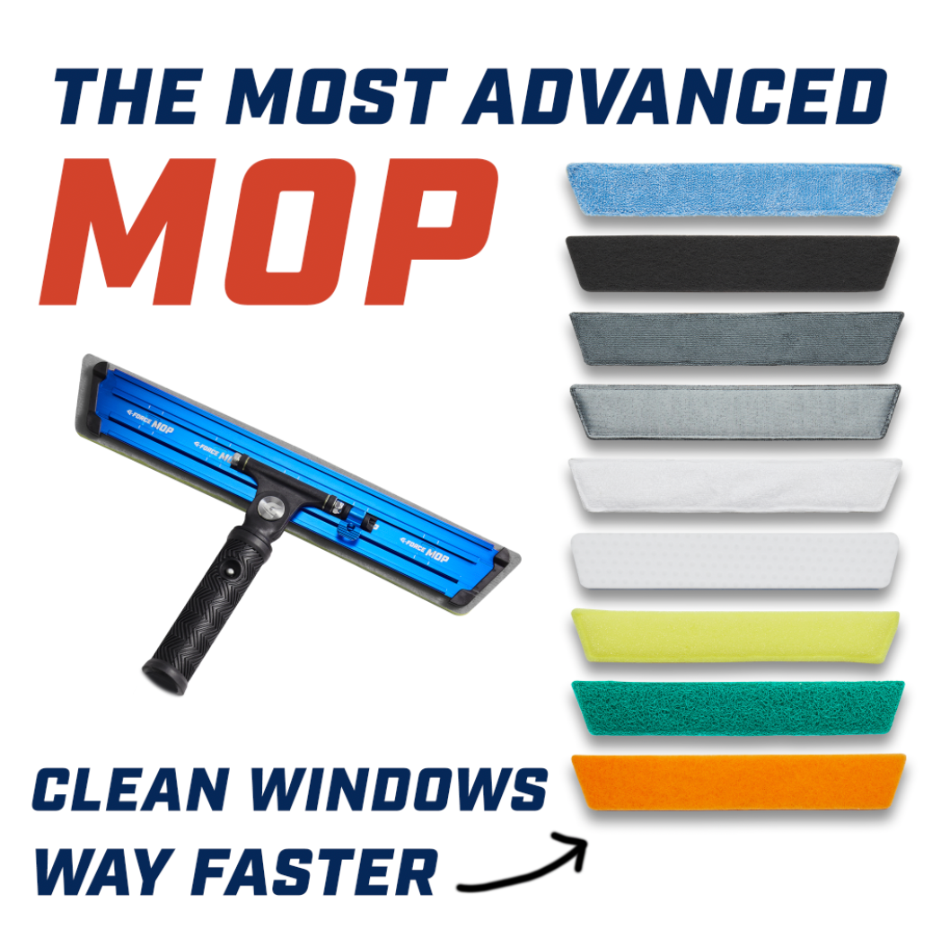 REACH-iT G-FORCE Traditional Mop; flat pivoting microfiber pad for ergonomic manual scrubbing and window cleaning