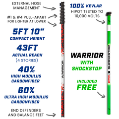REACH-iT WARRIOR 43ft (13m) Reach Pole; carbon fiber water fed pole with Kevlar SHOCKSTOP handle for electrical safety