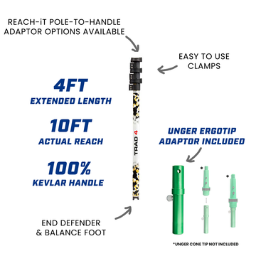 REACH-iT TRAD 4ft pole for traditional window cleaning; fits squeegees and mops for ground-level storefront work