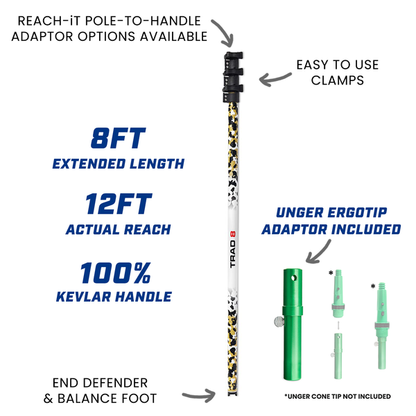 REACH-iT TRAD 8ft pole for traditional window cleaning; fits squeegees and mops for ground floor and storefront use