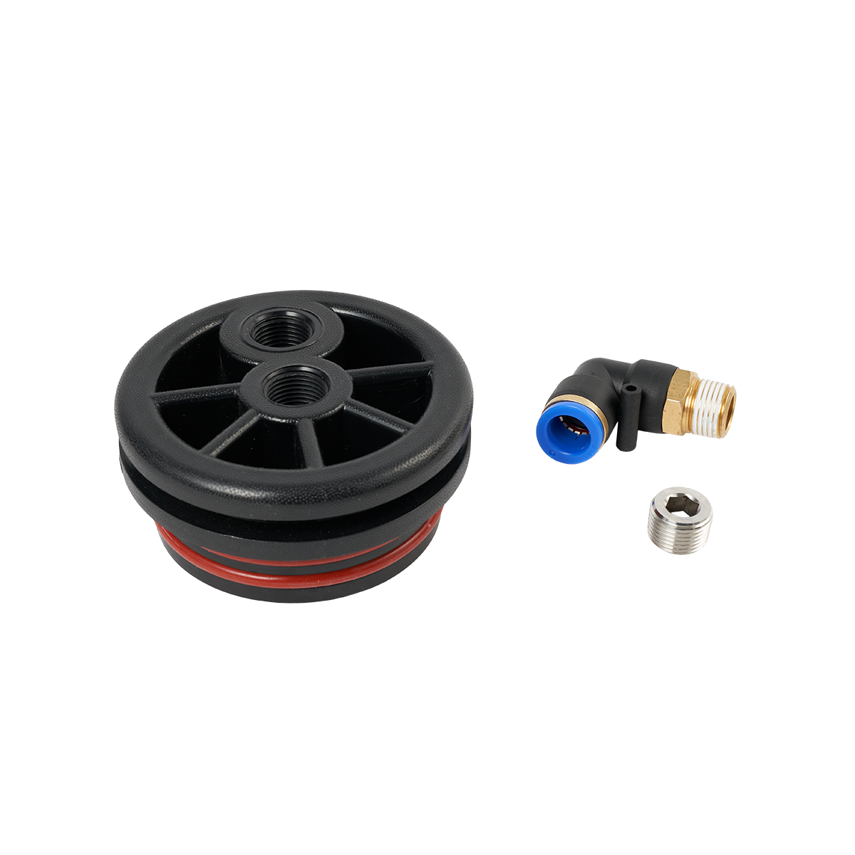 REACH-iT FLOW RED RO Cap Kit; replacement membrane housing end-cap for FLOW RED RO-DI pure water window cleaning systems