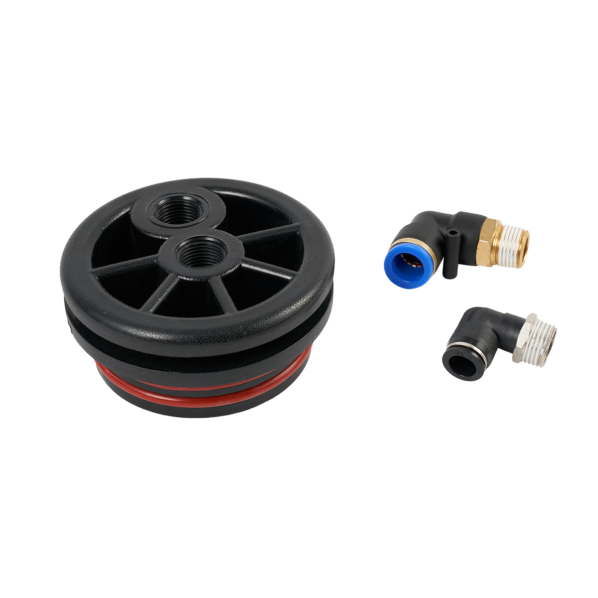 REACH-iT FLOW RED RO Housing Base Cap Set; replacement lower membrane end-caps for FLOW RED pure water cleaning systems