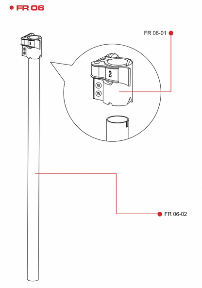 FR06 FLOW RED HANDLE STEM with CLAMP SET