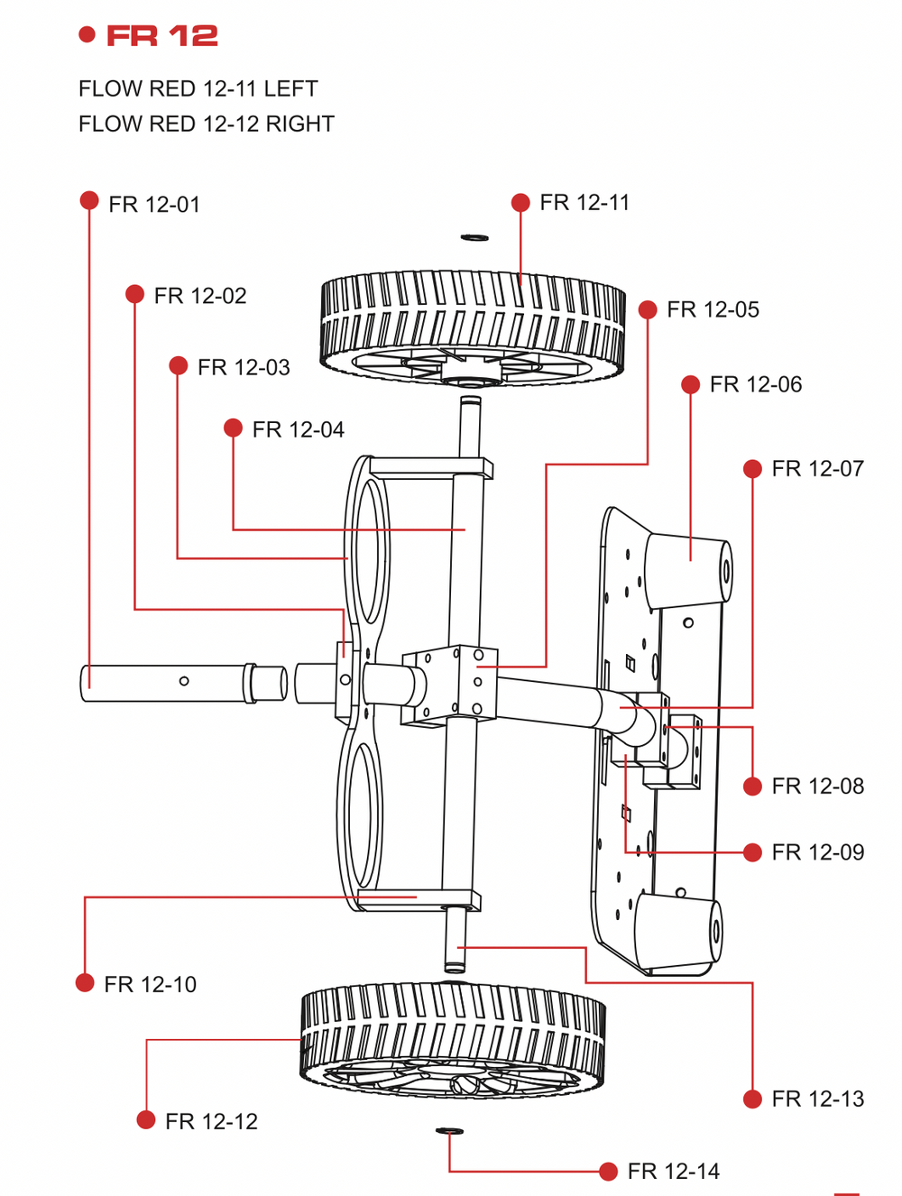 FR12-05 FLOW RED AXLE BRACKET and BOLTS
