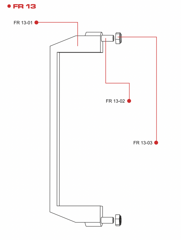 REACH-iT FR13 Front Handle Set; replacement grip and frame hardware for FLOW RED water-fed window cleaning systems