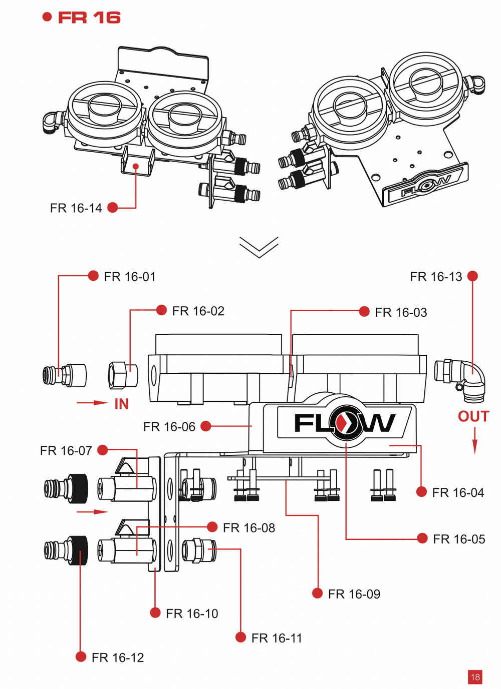 FR16-13 FLOW RED RO CAP FEMALE THREADED ELBOW