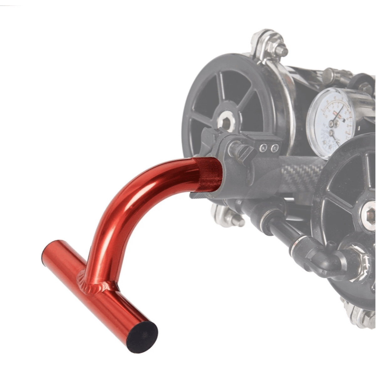 REACH-iT FLOW RED Horizontal Handle; ergonomic transport grip for lie-down operation of pure water window cleaning systems